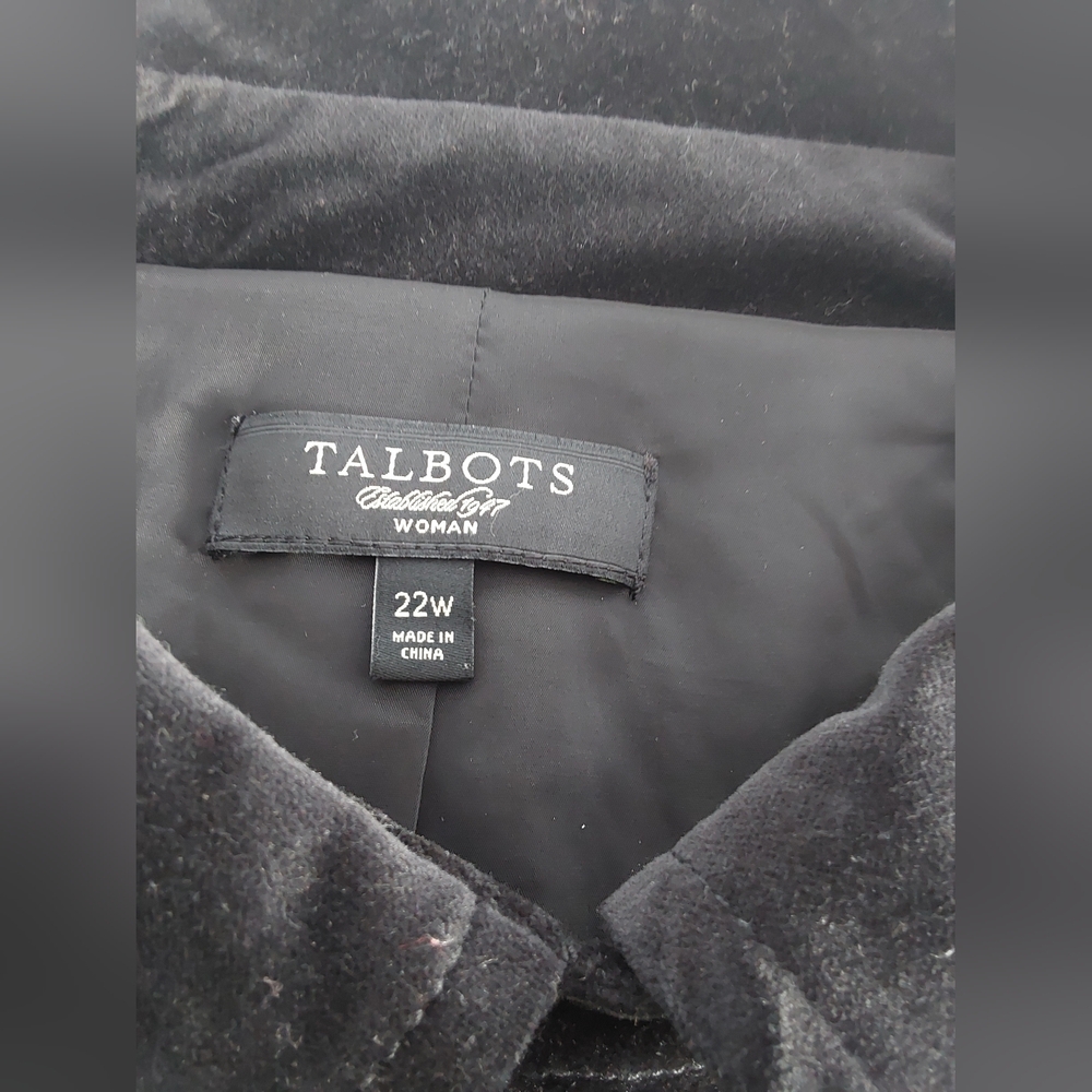 Talbots Black Velvet Jacket 22W Button Up - Picture 2 of 7
